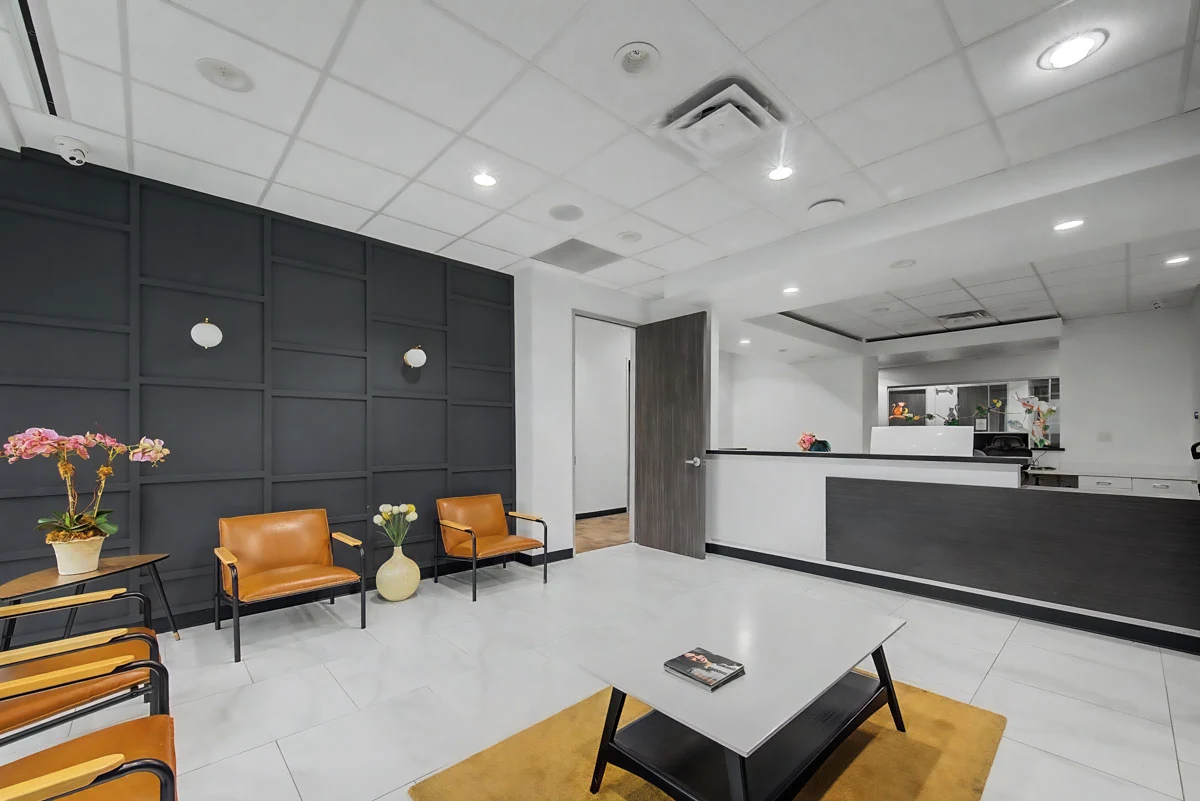 The Lava Dental waiting room and reception area in Houston, TX